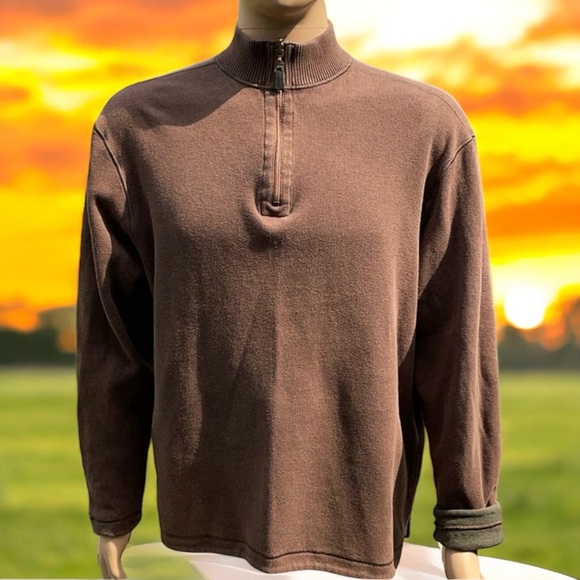2-in-1 Age of Wisdom Reversible Brown/Olive 1/4 Zip Fleece Pullover - Picture 3 of 16
